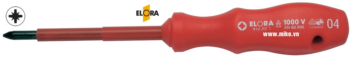 Tuốc nơ vít hoa thị cách điện 200mm - ELORA 912PZ-4