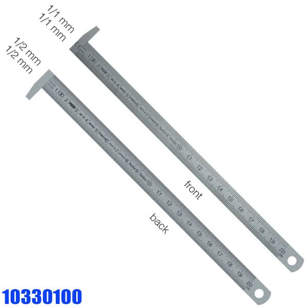 10330100 Stainless Steel Rules with Hook 90°, reading from left to right