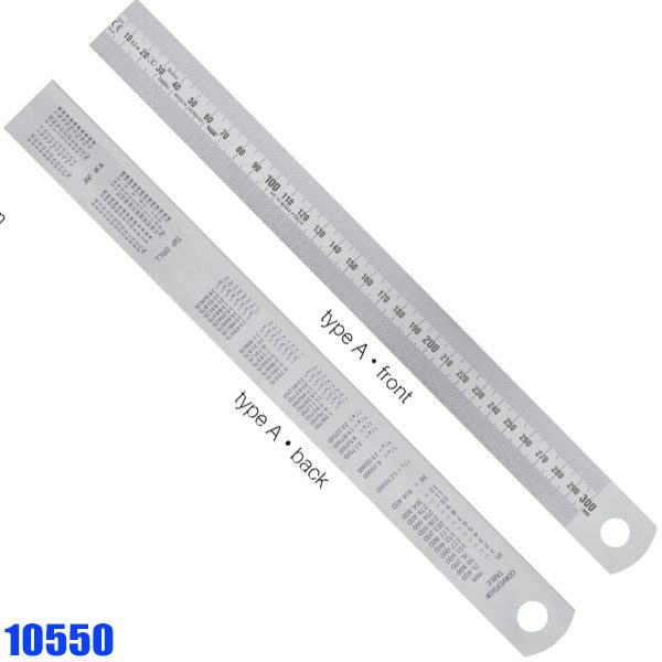 10550 Series Stainless Steel Rules, reading from left to right, type A-B-C