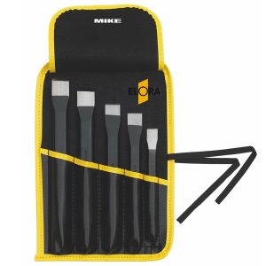 Chisel set ELORA 260-S5, with 5 pcs In black plastic rolling pouch