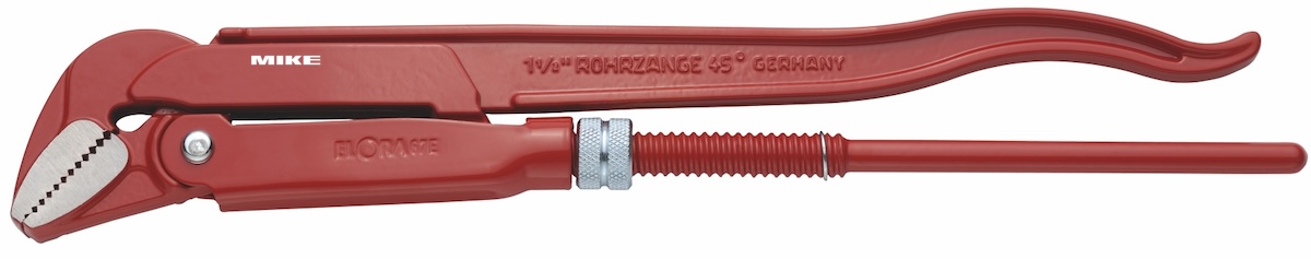 ELORA 67E pipe wrench, made from Chrome-Vanadium in Germany, features a 45° angled head