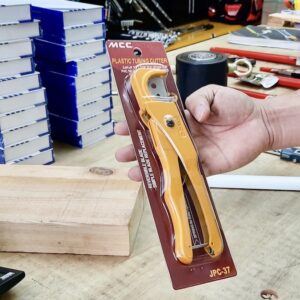 Embossed code and MCC logo confirm genuine Plastic tubing cutter MCC JPC-37 manufactured in Japan.