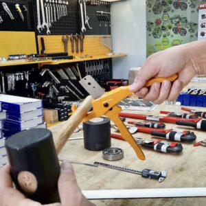 Plastic tubing cutter MCC JPC-37 uses a single-stroke blade with chamfering holes for smooth, low-friction pipe cutting.