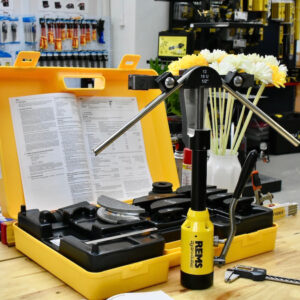 REMS Hydro-Swing Oil-hydraulic hand pipe bender features rotatable back former support Ø10–26 mm and separate support Ø32 mm for large pipes.