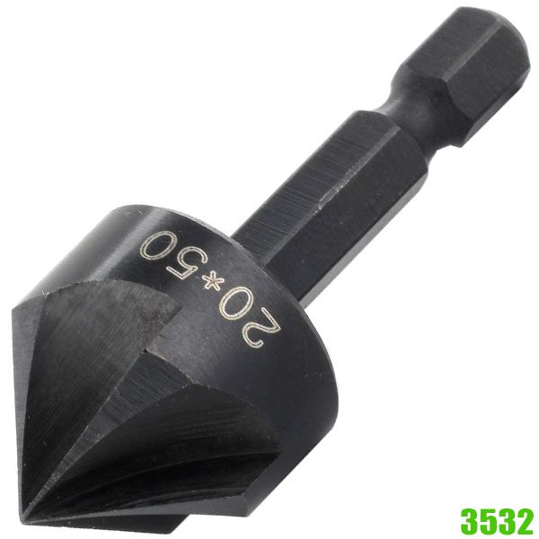 3532 Countersink with five edges, point angle 90° and bit shank E 6,3