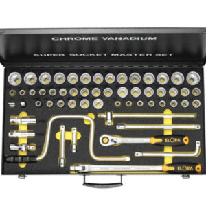 ELORA LSSMF Socket set supplied in black metal storage case with molded plastic insert.