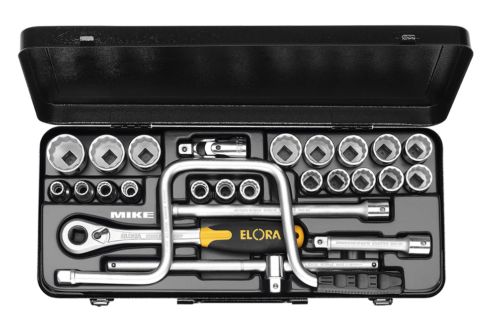 770/771-LM Socket set 1/2", 24 - 26 pcs. Elora Germany
Socket set ELORA 770-LM and 771-LA with square driver 1/2″