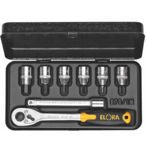 Socket set ELORA 870-IN, square driver 3/8", made in Germany