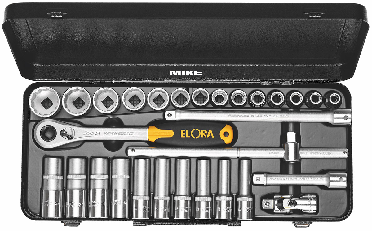 Socket set ELORA 770-LTU/LTK, 29 pcs, square drive 1/2 inch