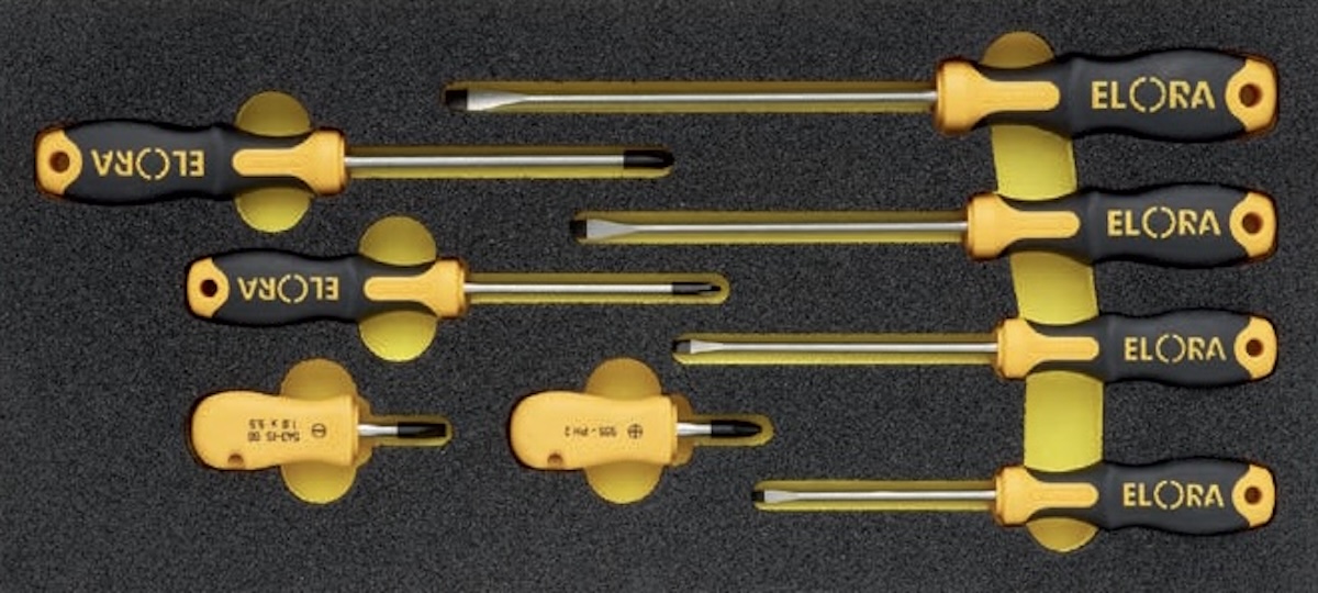 Module screwdrivers Elora OMS-38, Set for roller tool cabinets