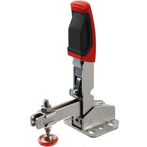 Vertical toggle clamp STC‑VH, open arm, horizontal base plate BESSEY