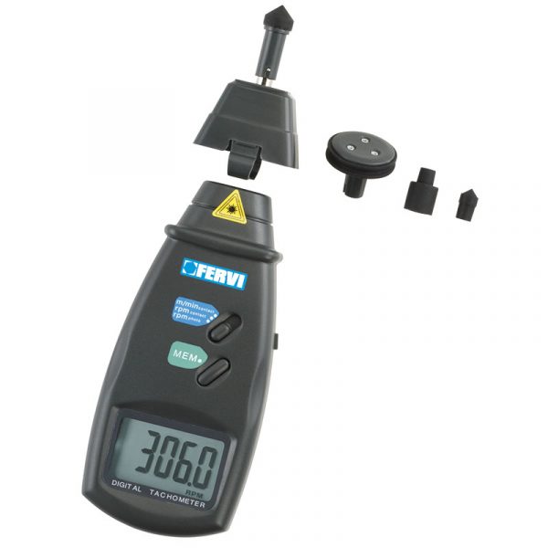 C070 Contact and optical type digital tachometer 2.5÷9999.9 rpm Fervi