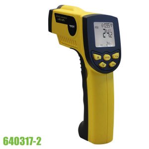 Infrared Laser Thermometer pistol-sized, with K-type temperature probe and shiftable laser pointer. for quick measuring of temperatures, by temperature probe or contactless.