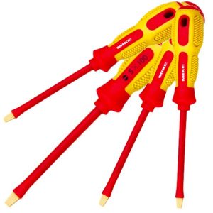 Non-sparking insulated flat bladed screwdriver set 649iS4-Cube