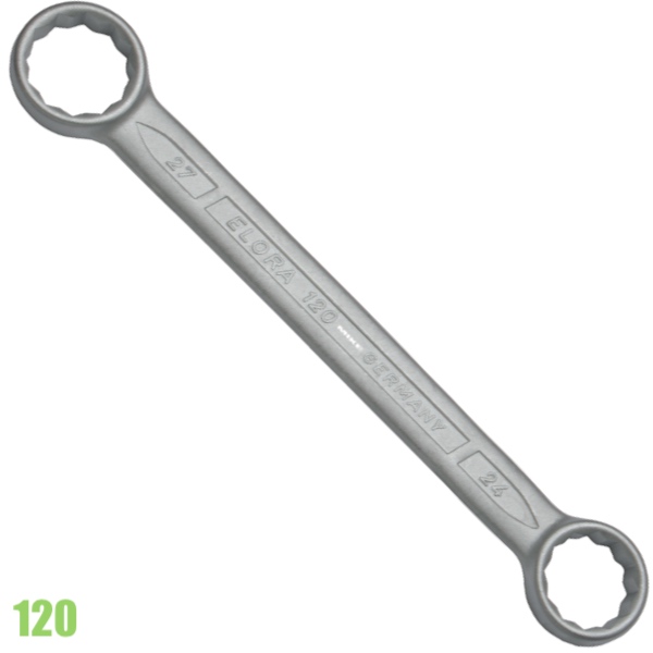 Double-ended ring spanner ELORA 120, straight pattern, DIN 837, Form B