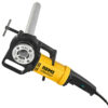 REMS Amigo Electric Die Stock offers automatic carbon brush adjustment, safety tip switch, and overload protection for secure operation.