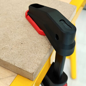 BESSEY GK gear-driven F-style wood clamp applies 2000N clamping force through a compact internal gear mechanism.