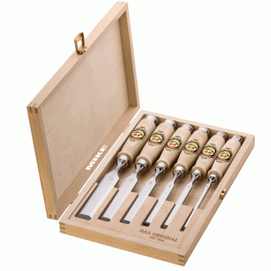 Firmer Chisel Set with hornbeam handles in wooden box Kirschen