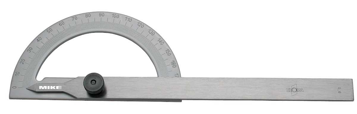 Protractor ELORA 1535-, measures 0-180°, features locking screw