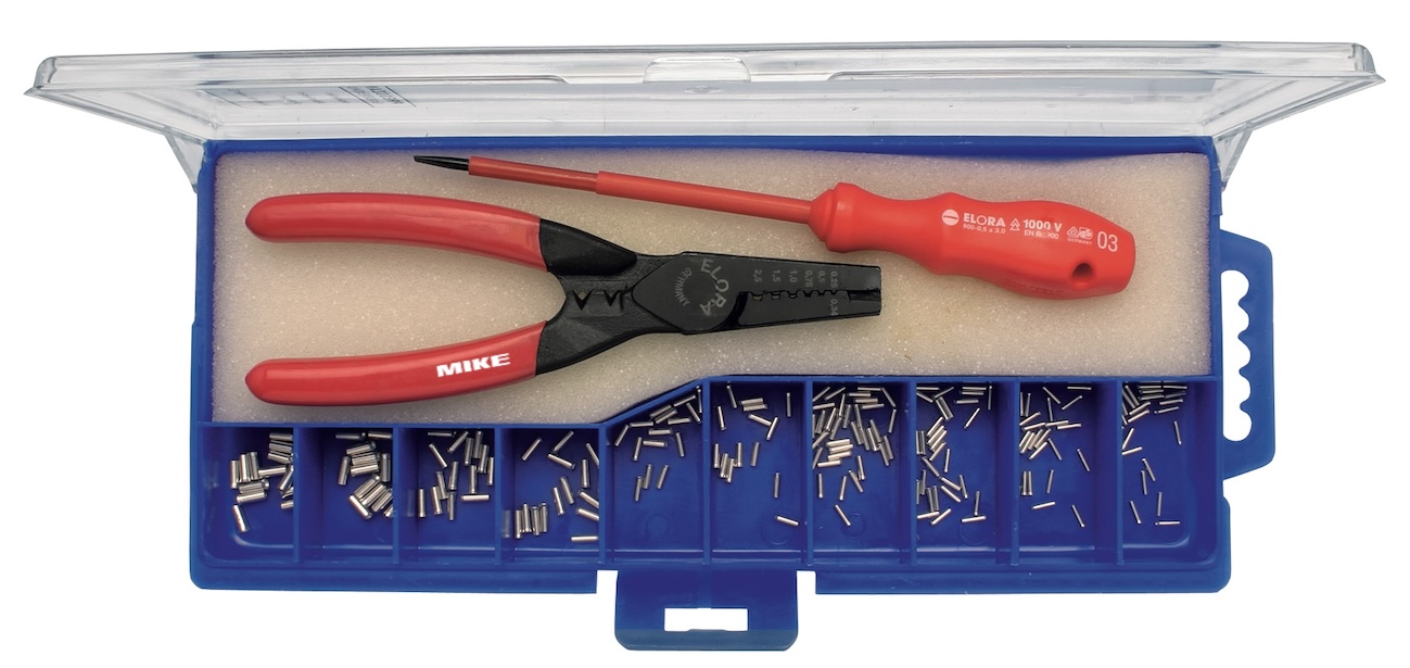 ELORA 466S Cable End Sleeves Assortment with Crimping Plier