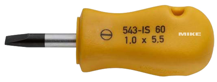 Screwdriver short version ELORA 543-IS, for plain slotted screws