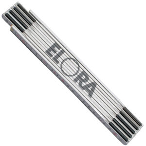 ELORA 1544H folding rule features spring-steel joints with grooves, ensuring stable stops and precise alignment during extension and folding.