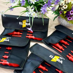 ELORA 900-S7 Limited Edition Insulated Screwdriver Set includes 7 tools: 4 slotted screwdrivers, 2 Phillips screwdrivers, and 1 voltage tester.