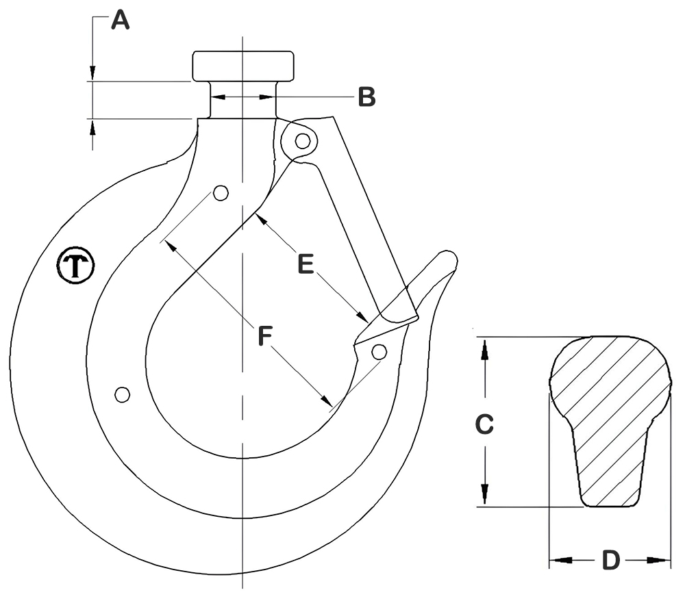 Tiger Lifting PLH-2000 Hand Chain Hoist - Hook data